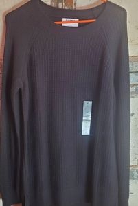 Black long womens hi-lo sweater NWT